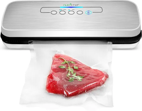 Vista 8 de NutriChef Selladora al vacío automática para alimentos con función de doble sellado, sistema eléctrico de sellado al vacío para alimentos secos