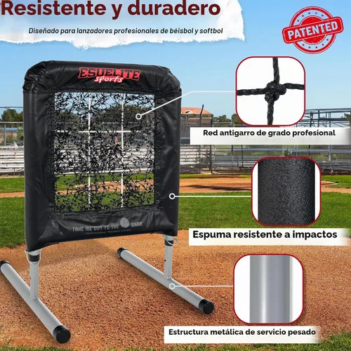 Vista 2 de Heavy-Duty 9 Hole Pro Style Baseball & Softball Pitching Net with Strike Zone Target Adjustable Portable Design Negro