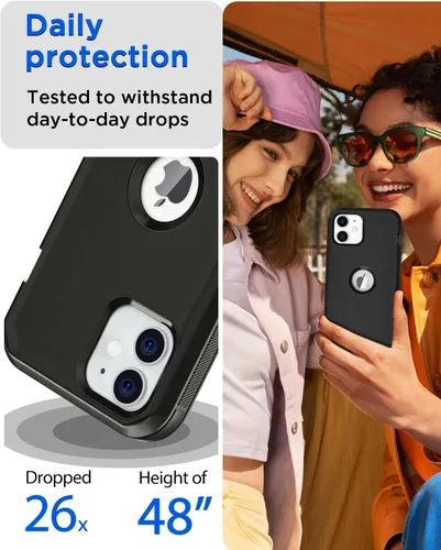 Vista 4 de AICase Funda para iPhone 11, resistente protección contra caídas, cuerpo completo, resistente, a prueba de golpes, militar, resistente, duradera