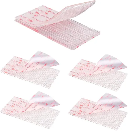 Vista 10 de Cierre de doble bloqueo de 1 x 2 pulgadas, 8 unidades, cinta entrelazable resellable resistente, soporte EZ Pass, bloqueo de gancho adhesivo, cinta