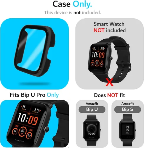 Vista 2 de TUDIA Funda de vidrio templado fácil de poner compatible con Bip U Pro, cobertura completa, a prueba de golpes, delgada, con protector de pantalla