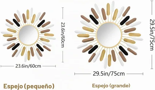 Vista 4 de Espejo de pared Boho de 61 cm con diseño de flores, espejos rústicos de lujo para decoración de granja para sala de estar, baño, dormitorio y entrada