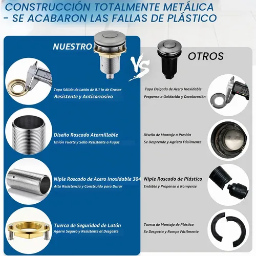 Vista 3 de BESTILL Kit de Interruptor de Aire para Triturador de Basura - Certificado UL, Latón 2.95" Corto para Parte Superior del Fregadero, Botón de Níquel