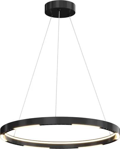 Vista 12 de Lámpara colgante LED moderna regulable de 23.6 pulgadas, color negro, 1 anillo circular, para sala de estar, comedor, cocina, oficina, vestíbulo