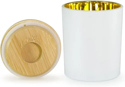 Vista 7 de Aroparc Tarros de vela con tapas de 10 onzas, elegantes frascos dorados para velas interiores para hacer velas, 12 piezas con tapas de bambú, negro
