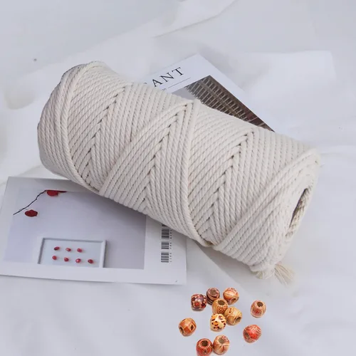 Vista 29 de Cordón de macramé beige de 0.078 pulgadas x 220 yardas, cuerda de algodón torcido de 4 hebras natural para colgar en la pared, manualidades, cordel