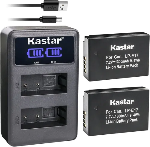 Vista 5 de Kastar LP-E17 LED2 Cargador de batería USB compatible con Canon LP-E17 LPE17, LP-E17H LPE17H, LP-E17HF LPE17HF, batería 9967B02, Canon BG-E18