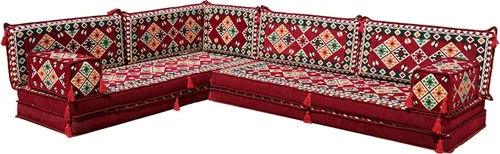 Vista 36 de arabicsofa Juego de asientos Jalsa en forma de L – Majlis árabe hecho a mano con almohadas de respaldo