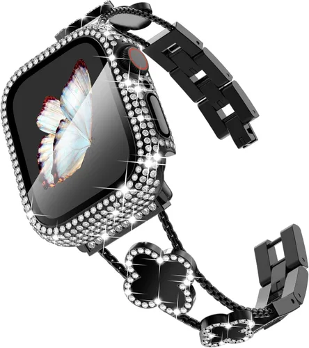 Vista 17 de Surace - Correa compatible con Apple Watch de 1.50 pulgadas para mujer, correa de metal con diamantes de imitación y circón en acero inoxidable