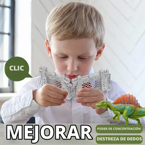 Vista 5 de Oriate Juego de Accesorios de Cercado de Captura de Dinosaurio de 12 Piezas, Juguetes de Cerca de Jaula de Dinosaurio de Plástico para Fanáticos