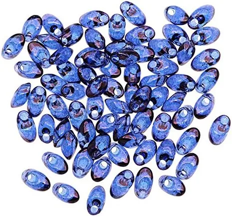Vista 2 de Miyuki Cuentas largas de semillas de magatama de 0.157 x 0.276 in, brillo dorado violeta (0.30 oz)