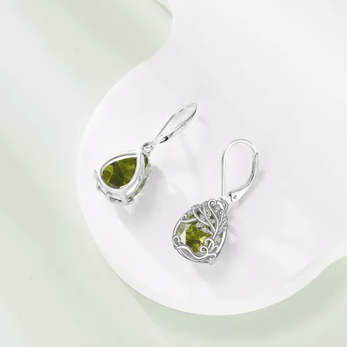 Vista 129 de Aretes colgantes con forma de lágrima de filigrana de piedra lunar de plata de ley 925 con cierre de palanca para mujer, regalos de joyería