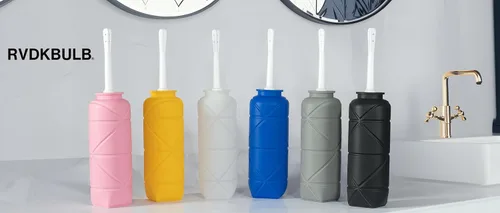 Vista 9 de Botella de ducha de silicona compacta plegable, kit de ducha de viaje reutilizable, capacidad de 24 onzas líquidas, azul