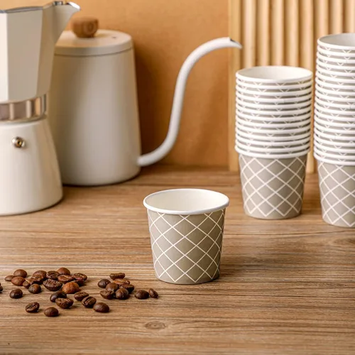Vista 5 de Rtteri 100 Piezas Tazas de Café Desechables de 3 onzas Tazas de Espresso Desechables Tazas de Papel Pequeñas Tazas de 3 onzas para Café Té Cacao