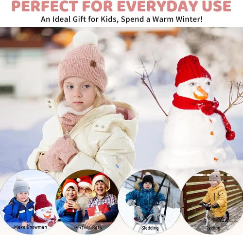 Vista 5 de Toddler Kids Winter Hats Gloves Scarfs Beanie Mittens Neck Warmer for 0 6 12 Months 1 2 3 4-8 Year Old Baby Girls Boys Gifts