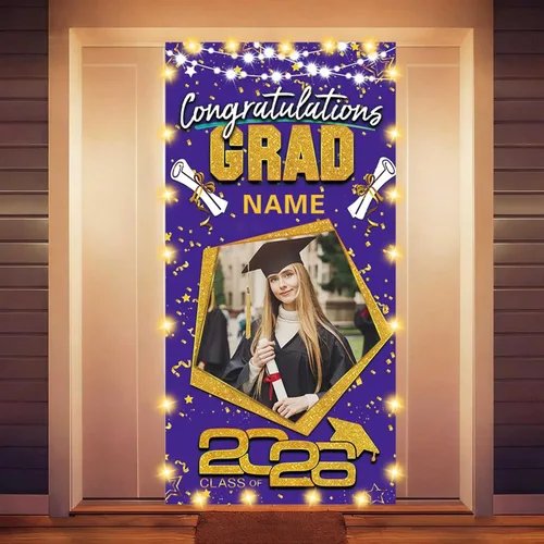 Vista 48 de Decoraciones personalizadas para fiestas de graduación 2026 – Cartel de felicitación de graduación grande – Cartel de fondo de graduación
