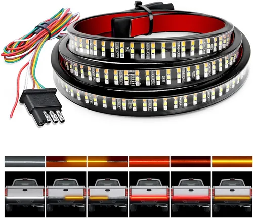 Vista 10 de Nilight - Barra de luz para puerta trasera de camión de 56 pulgadas con marco de aluminio, triple fila, tira de 576 LED con luces de freno rojas