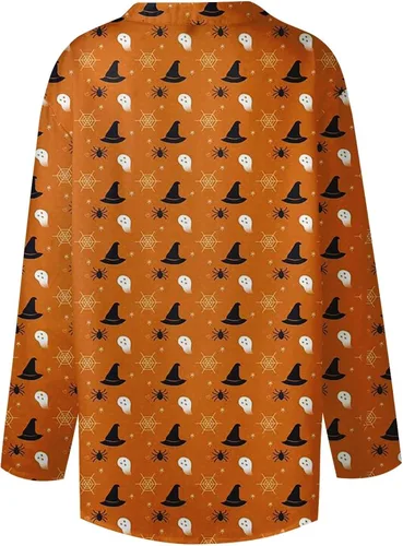Vista 4 de TREBIN Camisetas de manga larga con cuello en V para mujer, blusas elegantes y casuales para mujer