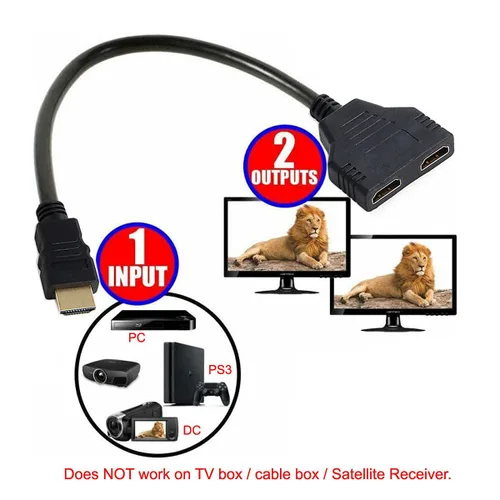 Vista 3 de chenyang Adaptador de cable de extensión de interruptor divisor HDMI 1 a 2 con conector micro y mini HDMI