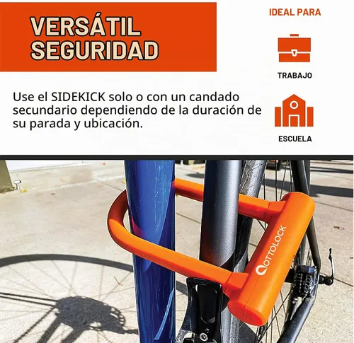 Vista 3 de OTTOLOCK Sidekick Compact U-Lock Candado de bicicleta ligero recubierto de silicona (negro)