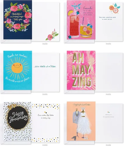 Vista 7 de American Greetings Surtido de tarjetas para todas las ocasiones, cumpleaños, gracias, pensando en ti, felicitaciones y más (40 unidades)
