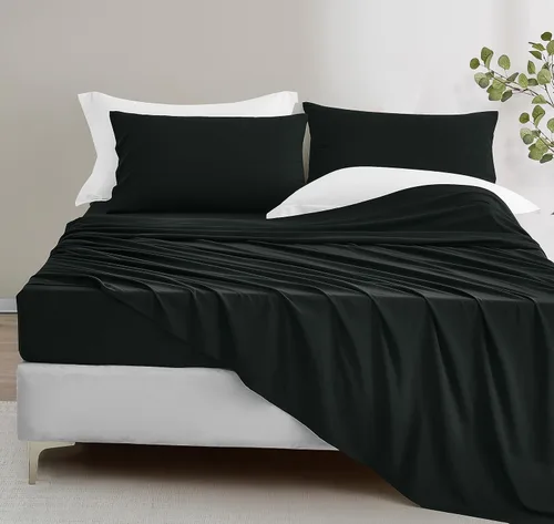 Vista 2 de Chezmoi Collection Juego de sábanas y fundas de almohada de tamaño individual lavado a piedra, 3 piezas, extra suave, transpirable, resistente a