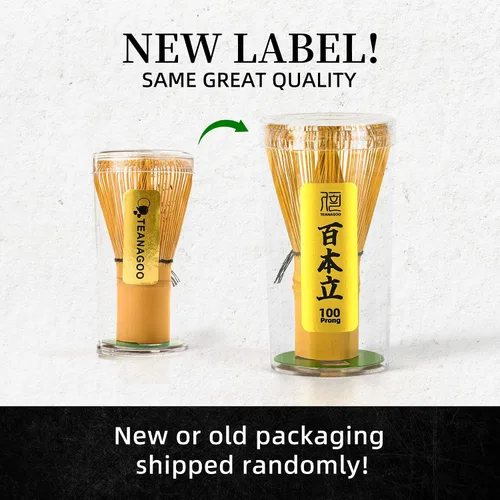 Vista 5 de TEANAGOO Set de Batidor de Matcha, Batidor de Bambú Matcha (100 puntas) con Soporte Negro, Set de Inicio Tradicional de 6 Piezas, Cuchara