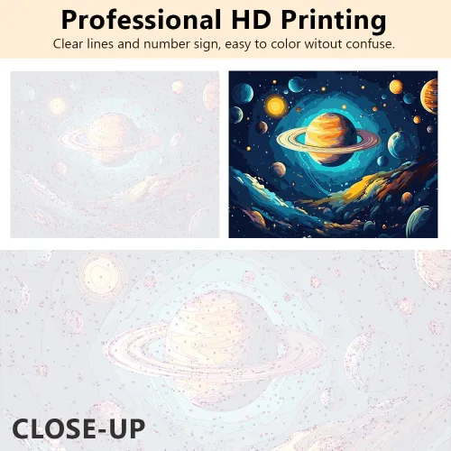 Vista 3 de Pintura por números para adultos Universo por números, ilustraciones de estrellas cósmicas por números para adultos principiantes, kits de pintura
