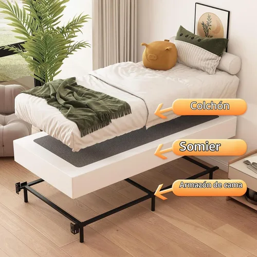 Vista 4 de Husleephu Base de cama de metal de alto perfil de 8 pulgadas con somier