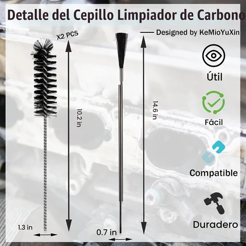 Vista 2 de Cepillo limpiador de carbono para válvula de admisión, 3 piezas, limpiador de bahía de motor, kit de nailon, herramientas de limpieza de taladro
