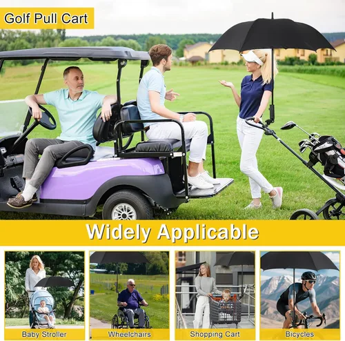 Vista 6 de Soporte de paraguas de carrito de golf resistente, base de aluminio ajustable de 180° para cochecito, bicicleta, silla de ruedas, bicicleta, silla