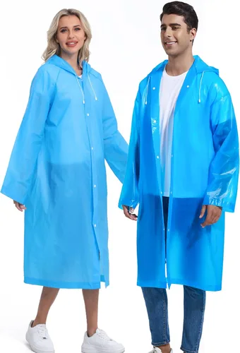 Vista 133 de 2 abrigos de lluvia de Borogo para adultos, chaquetas de lluvia reutilizables para hombres y mujeres