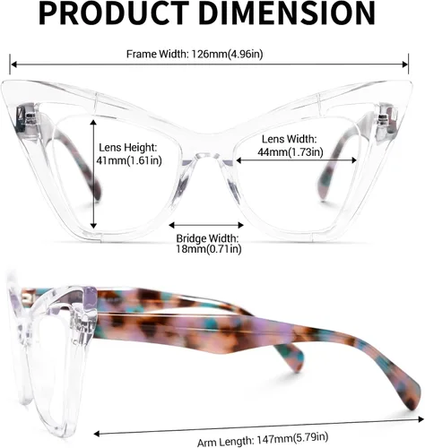 Vista 5 de Zeelool Elegantes gafas de mariposa para mujer con lente transparente sin receta Asta JGA706778