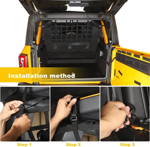 Vista 6 de Red de malla para tronco Bronco Red de carga para perro para Ford Bronco 2021 2022 2023 Accesorios de almacenamiento negros