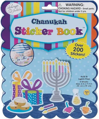 Vista 4 de Juego de regalo de calcomanías de Hanukkah, más de 600 calcomanías, calcomanías prismáticas de Janucá, libro de calcomanías de Janucá y formas