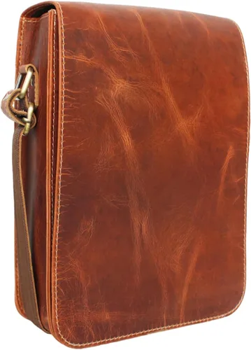 Vista 3 de Bolso de mensajero de cuero para computadora portátil, maletín de oficina, regalo para hombre, bolso de hombro desgastado
