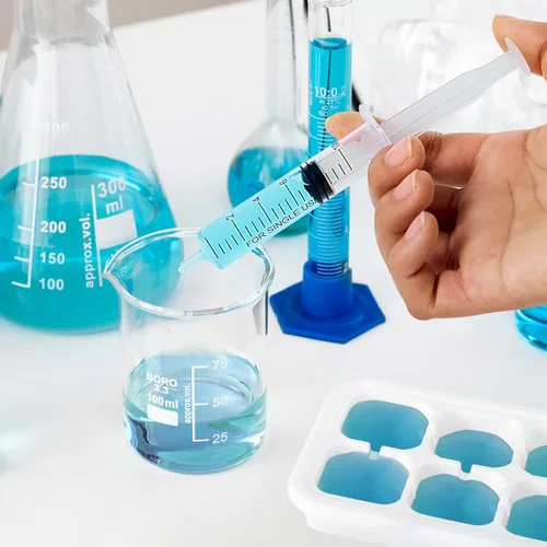 Vista 4 de JOLLY PARTY Jeringa de plástico de 10ml, jeringa pequeña con tapa de punta, paquete de 30 jeringas orales para laboratorios científicos