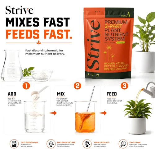 Vista 6 de Strive Fertilizer Part A Package – Nutrientes hidropónicos generales Veg + Bloom – Alimento vegetal de primera calidad para interiores, exteriores