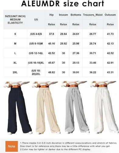 Vista 6 de Aleumdr Pantalones deportivos de cintura alta con cordón y pierna ancha con bolsillos, pantalones de yoga sueltos casuales para mujer