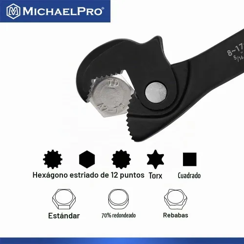 Vista 5 de MichaelPro Llave de Ajuste Automático de Tamaño 3/16" a 11/16", "MP001229", "Negro