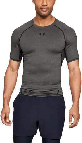 Vista 7 de Under Armour HeatGear Armour - Camiseta de compresión de manga corta para hombre Negro (001)/Acero