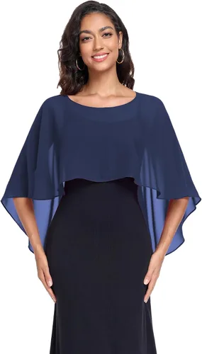 Vista 21 de Sheer Shawls and Wraps for Evening Dresses Chiffon Capes for Women Negro