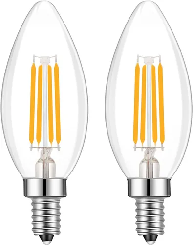 Vista 13 de Bombilla Edison de filamento LED de base europea E14, 2 W, blanco cálido, 2700 K, no regulable (paquete de 4)