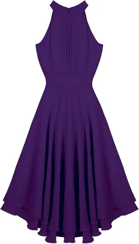 Vista 7 de QinCiao Vestido de dama de honor asimétrico de gasa alta baja y corta para mujer
