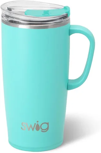 Vista 14 de Swig Life - Taza de viaje de 18 onzas, vaso con aislamiento con asa y tapa, apto para portavasos, apto para lavavajillas, de acero inoxidable, taza