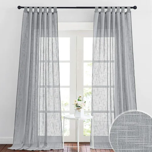 Vista 16 de RYB HOME - Cortinas de lino con textura transparente, 2 paneles