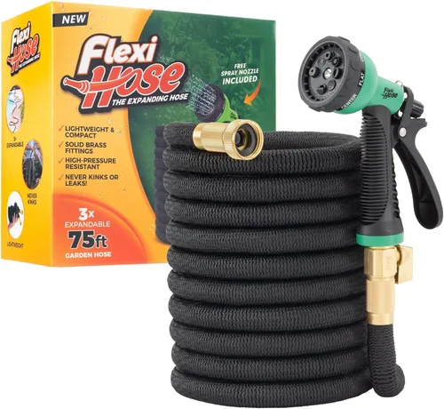 Vista 8 de Flexi Hose manguera de jardín expandible con boquilla de 8 funciones, 25 pies - manguera de jardín retráctil ligera, manguera de agua - flexibilidad