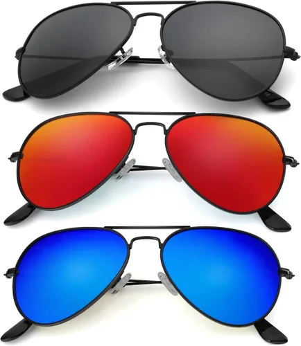 Vista 55 de KALIYADI Classic Aviator Sunglasses for Men Women Driving Sun glasses Polarized Lens UV Blocking Negro