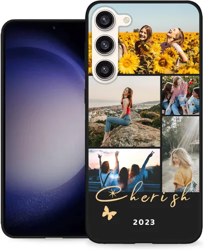 Vista 24 de Funda personalizada para Samsung Galaxy S23 Ultra con nombre de foto y texto - Funda suave y fina para teléfono móvil S 23 Ultra (negra) de 6.8