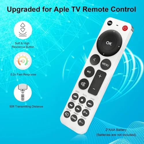 Vista 6 de Reemplazo de control remoto universal para Apple TV Remote Compatible con Apple TV 4K Gen 1 2 3 4 HD (sin función Siri ni voz)